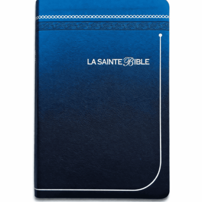 Blue leather bound Bible with embossed design (1)